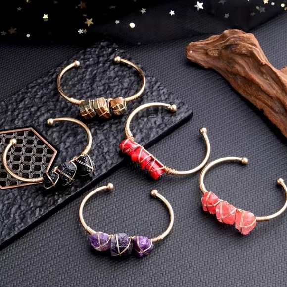 Luxe bohemian natural amethyst cuff bracelet - Picture 3 of 14